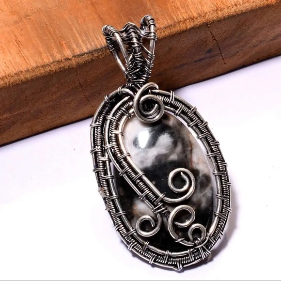 #260 Zebra 🦓 Jasper Silver Wire Wrapped Pendant NWOT - Picture 1 of 13